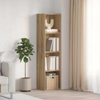Boekenkast/tv-meubel 36x30x143cm bewerkt hout oud houtkleurig - thumbnail