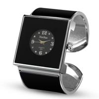 Vierkante grote wijzerplaat armband quartz horloge voor vrouwen (zwart) - thumbnail