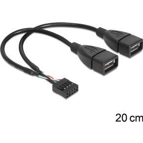 Delock 83292 USB-kabel USB 2.0 Shrouded header 8-polig, USB-A bus 0.20 m Zwart UL gecertificeerd