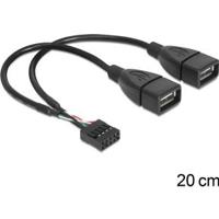 Delock 83292 USB-kabel USB 2.0 Shrouded header 8-polig, USB-A bus 0.20 m Zwart UL gecertificeerd - thumbnail