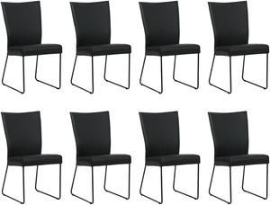 Set van 8 Zwarte leren industriële eetkamerstoelen Mate - Toledo Leer Nero (zwart leer)