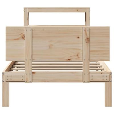 Bedframe met hoofdbord massief grenenhout 90x190 cm