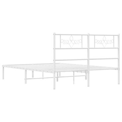Bedframe met hoofdbord metaal wit 135x190 cm Bedframe met hoofdbord metaal wit 135x190 cm