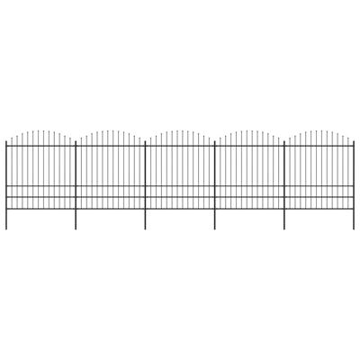 Tuinhek met speren bovenkant (1,75-2)x8,5 m staal zwart