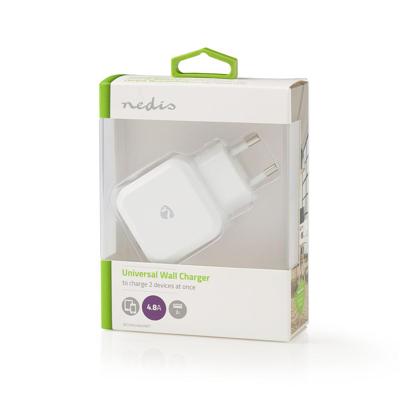 Nedis Oplader | Snellaad functie | 2x 2.4 A | 1 stuks - WCHAU484AWT WCHAU484AWT