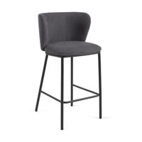Kave Home Barstoel 'Ciselia' Chenille (zithoogte 65cm), kleur donkergrijs - thumbnail