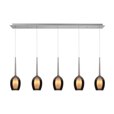 Highlight HanglampBelle nikkel recht 5-lichts smoke glas - H5142.19