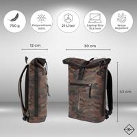 New Rebels Mart New York Camouflage Groen 21L Rugtas Rolltop Waterafstotend Laptop 15.6" - thumbnail