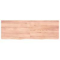 Wastafelblad 180x60x(2-6) cm behandeld massief hout lichtbruin - thumbnail