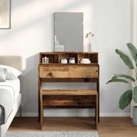 Kaptafelkruk 70x35x45 cm bewerkt hout oud houtkleurig - thumbnail