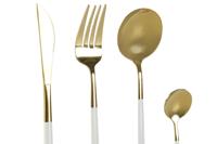 Bestek DKD Home Decor Wit Gouden Roestvrij staal 4,5 x 2,5 x 20,5 cm 24 Onderdelen - thumbnail