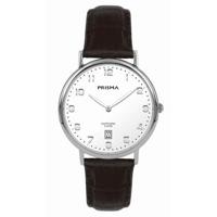 Prisma P.1002 Horloge Signature staal-leder zilverkleurig-zwart 36 mm - thumbnail