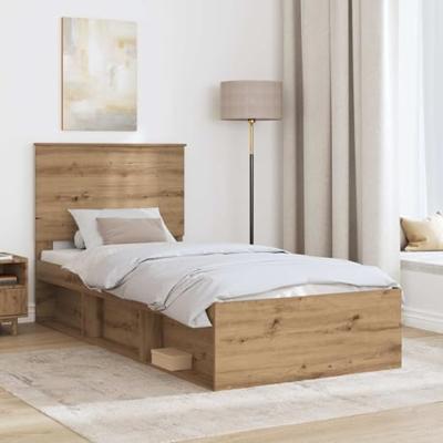 Bedframe Ambachtelijk eiken 90 x 190 cm Massief grenenhout