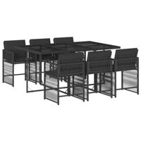 7-delige Tuinset met kussens poly rattan zwart - thumbnail