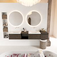 MONDIAZ BUKLA 200cm badmeubel met open module 40 links kleur Dark Brown met 3 lades. Wastafel CLOUD dubbel 0 kraangaten kleur Talc. - thumbnail