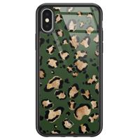 iPhone X/XS glazen hardcase - Luipaard groen - thumbnail