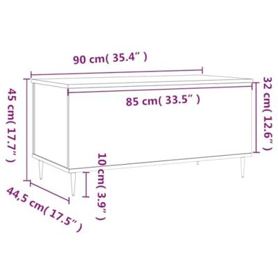 Salontafel 90x44,5x45 cm bewerkt hout wit - thumbnail