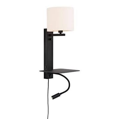 its about RoMi Wandlamp 'Florence' Met stoffen kap en leeslamp, kleur Wit