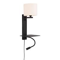 its about RoMi Wandlamp 'Florence' Met stoffen kap en leeslamp, kleur Wit - thumbnail