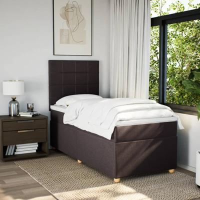 Boxspring met matras stof donkerbruin 200x200 cm