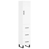 Hoge kast 34,5x34x180 cm bewerkt hout wit - thumbnail