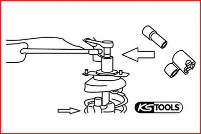 KS Tools 150.9425 Speciale schokdempercontrahouder-gereedschapsset voor Volvo, 2-delig