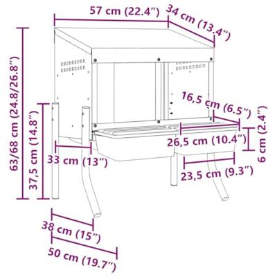 Kippennestkast 2 compartimenten met poten gegalvaniseerd staal