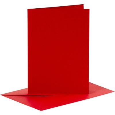 Creativ Company Kaarten en enveloppen, afmeting kaart 10,5x15 cm, afmeting envelop 11,5x16,5 cm, 110+230 gr, rood, 6 set/ 1 doos