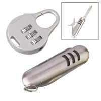 3 cijfers draagbare mini combinatie lock/tool mes (zilver) - thumbnail