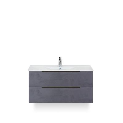 Seville Badmeubelset 100 cm - Beton Antraciet Edge greep - Wastafel Enjoy