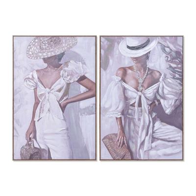 Schilderij Home ESPRIT Wit Vrouw Scandinavisch 80 x 3,5 x 120 cm (2 Stuks)