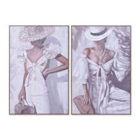 Schilderij Home ESPRIT Wit Vrouw Scandinavisch 80 x 3,5 x 120 cm (2 Stuks) - thumbnail