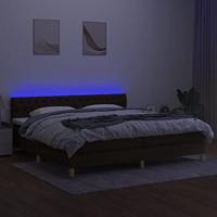Boxspring met matras en LED stof donkerbruin 200x200 cm - thumbnail
