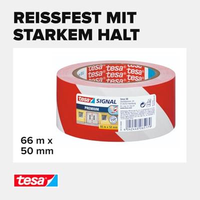 tesa PREMIUM 58131-00000-01 Markeringstape tesa Signal Rood, Wit (l x b) 66 m x 50 mm 1 stuk(s) tesa PREMIUM 58131-00000-01 Markeringstape tesa Signal Rood, Wit (l x b) 66 m x 50 mm 1 stuk(s)