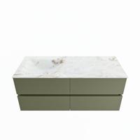 MONDIAZ VICA-DLUX 120cm badmeubel onderkast Army 4 lades. Inbouw wastafel CLOUD links zonder kraangat, kleur Frappe. - thumbnail