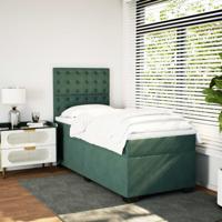 Boxspring met matras fluweel donkergroen 90x190 cm - thumbnail