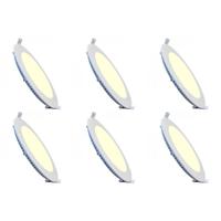 LED Downlight Slim 6 Pack - Inbouw Rond 9W - Warm Wit 2700K - Mat Wit - Aluminium - Ø146mm - thumbnail