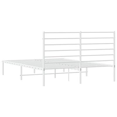 Bedframe met hoofdbord metaal wit 140x190 cm - thumbnail