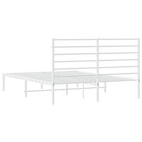 Bedframe met hoofdbord metaal wit 140x190 cm - thumbnail