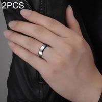 2 stks ring mannen Titanium zwart ring maat: 12 (zilver) - thumbnail