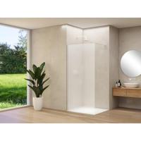 Van Rijn Products ST01 vaste wand - 118x200cm - satijnglas - - dikte 8mm - stabilisatiestang - muurprofiel - Wit ST01500120PRGSWTM - thumbnail