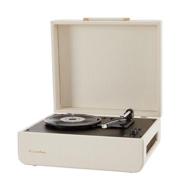 CR6255A-FG4 Mercury Draaitafel met 2 ingebouwde luidsprekers, Bluetooth In & Out en AUX, 3-speed retro platenspeler, bosgroen (crème Croc)