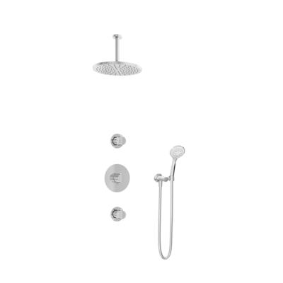 Hotbath Buddy - Inbouw Regendoucheset - 2 Stopkranen - Thermostatisch - Plafondbuis 15 cm - Hoofddouche 300 mm - Ronde Handdouche 3 Standen - Waterbesparend - V01
