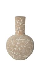 J-Line Vaas Dune Bol Aardewerk Beige|Wit - thumbnail