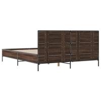 Bedframe bewerkt hout metaal bruin eikenkleur 150x200 cm - thumbnail
