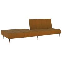 Slaapbank 2-zits fluweel bruin - thumbnail