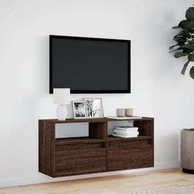 Tv-wandmeubel met LED-verlichting 100x31x45 cm bruin eikenkleur