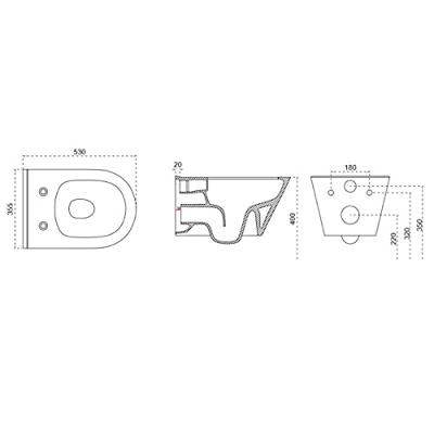 Wiesbaden Wandcloset Luxe Rimless 53 cm Inclusief Bidet-functie Mat Zwart