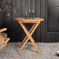 Nohr Ronde Bistotrafel 'Amberia' Teakhout, 70cm - thumbnail