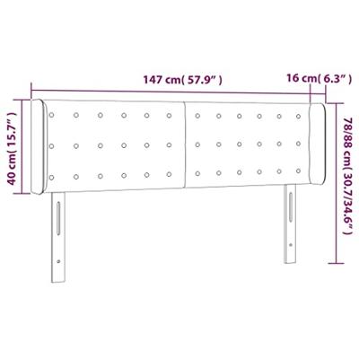 Hoofdbord met randen 147x16x78/88 cm stof zwart